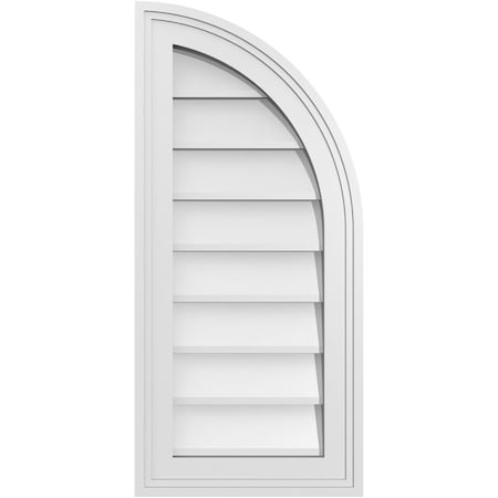 Ekena Millwork Quarter Round Top Right Surface Mount PVC Gable Vent w/ 2"W x 1-1/2"P Brickmould Frame, 12"W x 26"H GVPQR12X2602SN